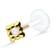 Bezel Set Stone in Square Shaped Labrets Push-in LA-698